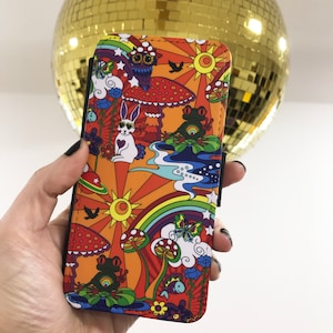 Psychedelic Phone Case Cover, Hippy iPhone Case, Mushroom Cover, Faux Leather Flip Case, iPhone Cover, Samsung Case, All Phone Models. image 4