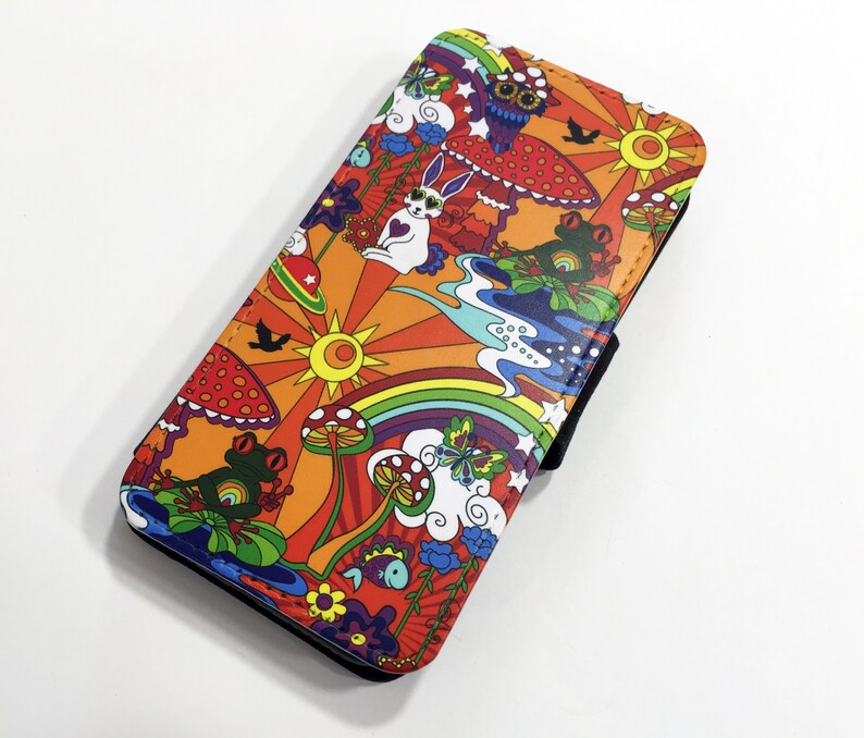 Psychedelic Phone Case Cover, Hippy iPhone Case, Mushroom Cover, Faux Leather Flip Case, iPhone Cover, Samsung Case, All Phone Models. image 7