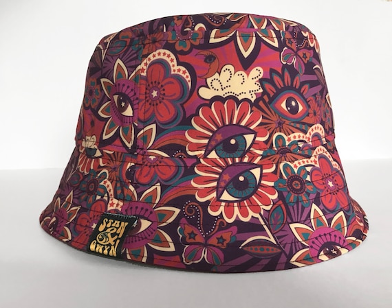 ILLEDIT FLOWER ARTWORK BUCKET HAT バケハ Psychedelic Bucket Hat, Flower Eye Print, Third Eye Art