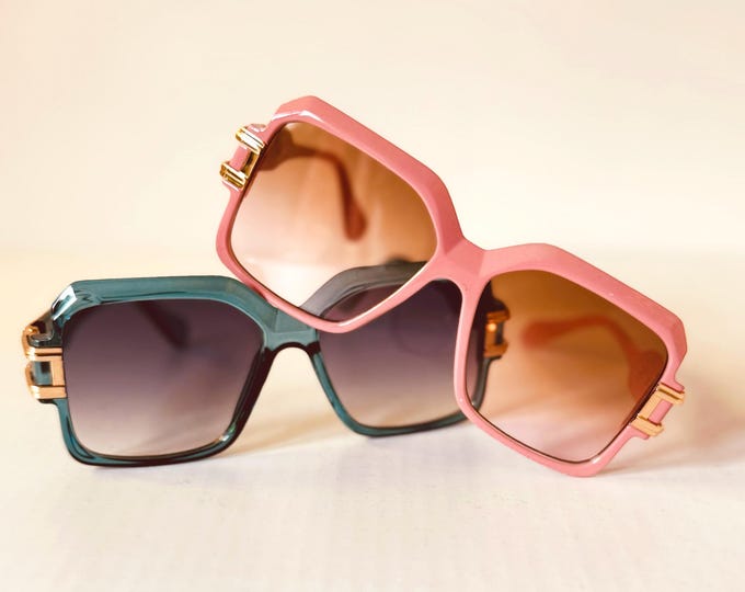 Oversized 70s Sunglasses: Pink & Blue Retro Sunnies
