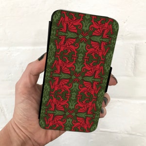 Hoes telefoonhoes Wales, Welsh i-phone-hoesje, cadeau voor Welshe vader, flipcase van imitatieleer, iphone-hoes, Samsung-hoesje, alle telefoonmodellen.