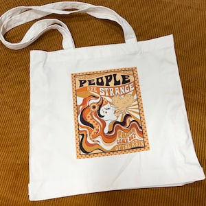 Hippie Einkaufstasche, Damen Grafiktasche, Hippy Mädchen Tasche, The Doors Kunst, 100% Baumwolle Canvas Tote.