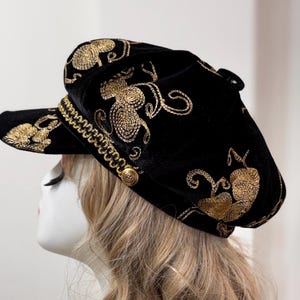 Vintage Don Anderson New York Blue Velvet Pillbox Hat with Gold Shell Accents DON ANDERSON New York HAT // Vintage 60 main image 3