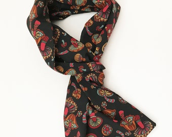 Mushroom Scarf, Toadstool Print Scarves, Hippie Neckwear.