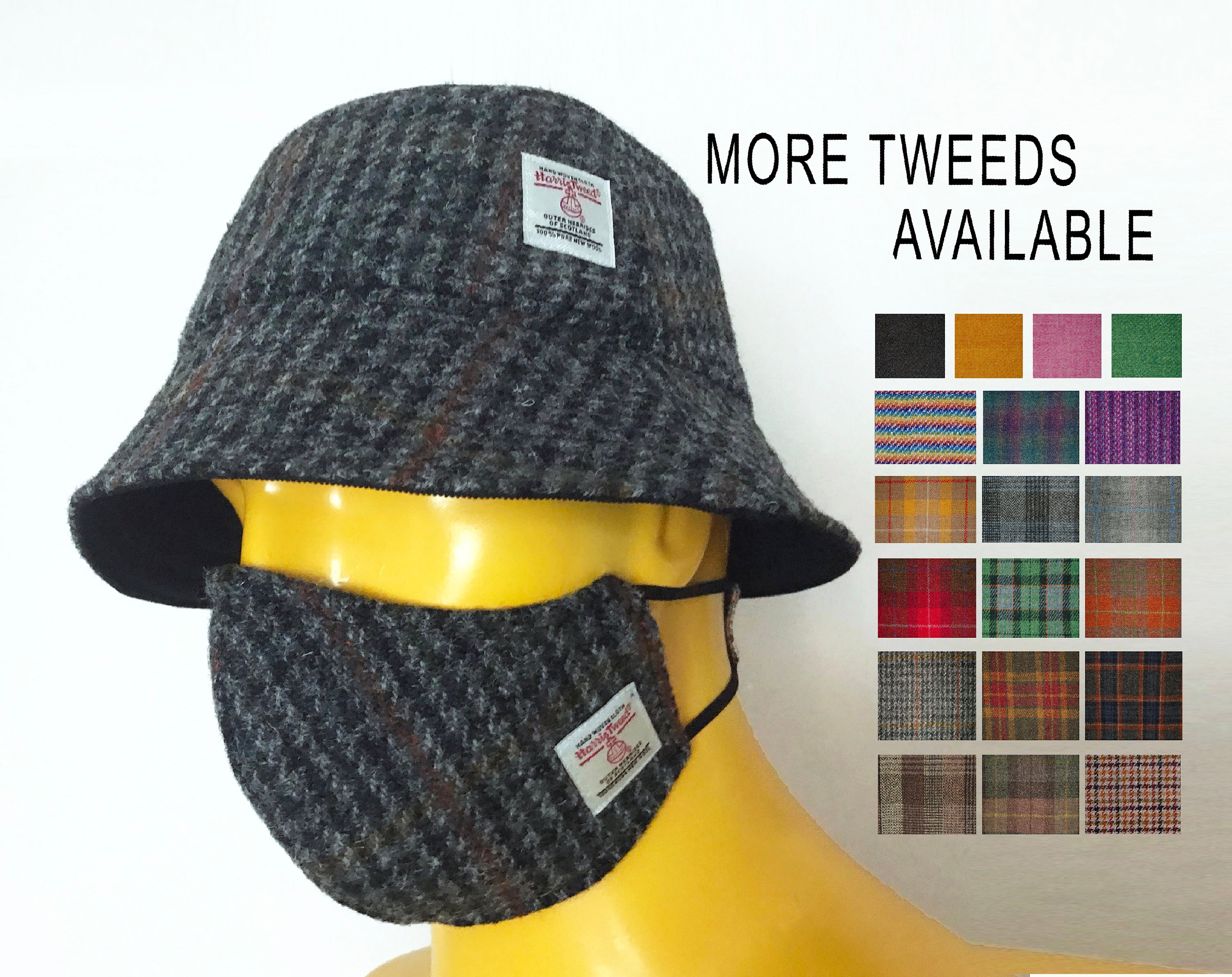 Harris Tweed Hat, Bucket Hat for Men, Winter Hat, Wool Hat, Customised Hats,  Unisex Hat, Womens Hats. 