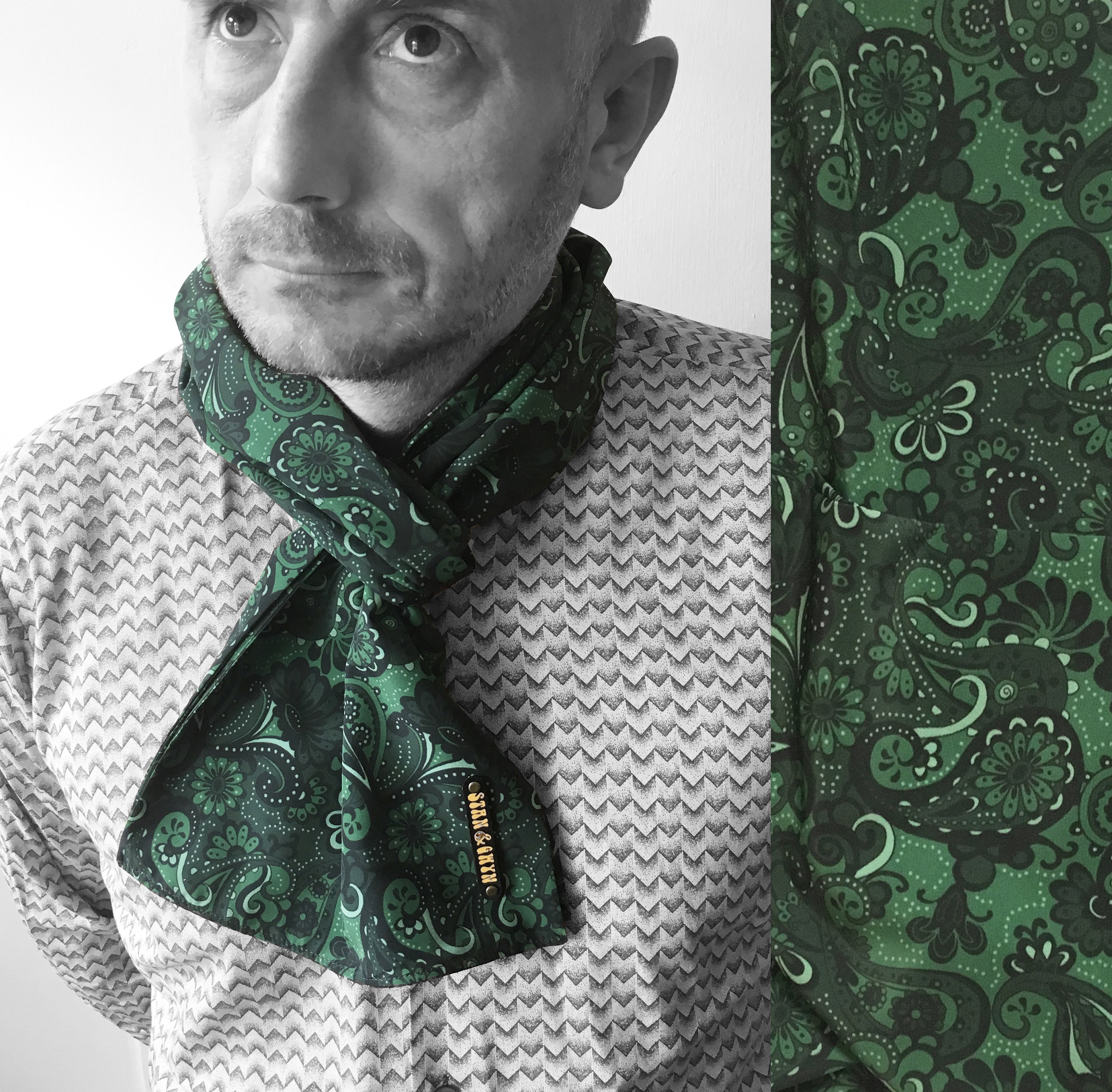 Paisley Scarf, Green Scarf, Scarves for Men, Mens Vintage Clothing  