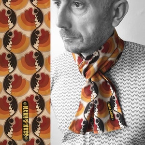 Vintage Pattern Scarf, 60&#39;s Scarf, 70&#39;s Scarves, Mod scarf, Gift for Him.