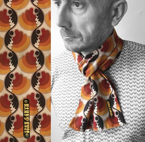 Vintage Pattern Scarf, 60's Scarf, 70's Scarves, Mod scarf, Gift for Him.