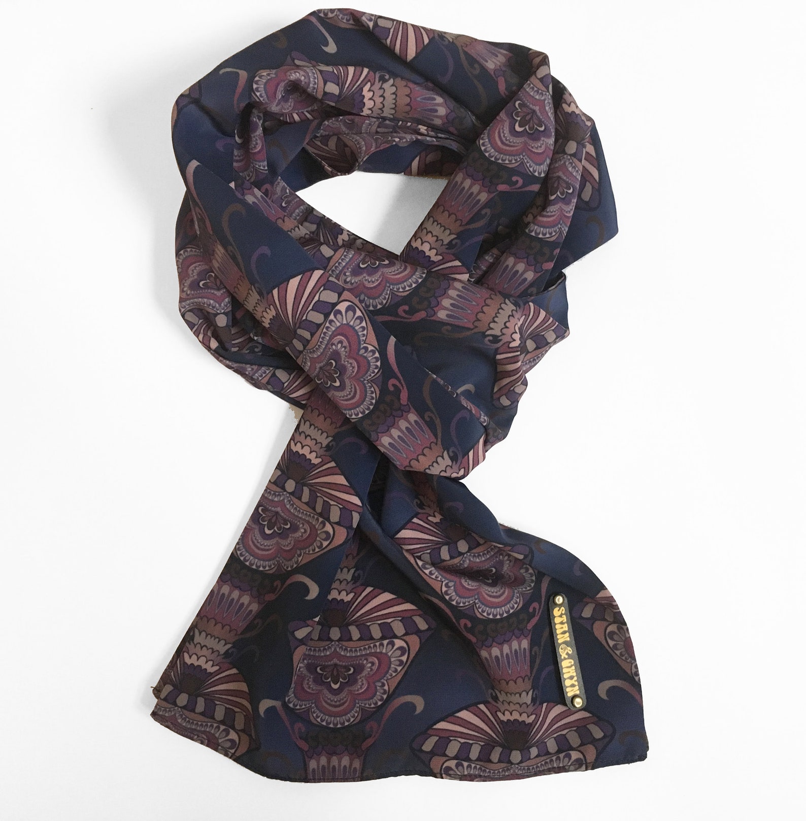 Purple Scarf Men's Neck Scarf Magic Mushroom Print Etsy