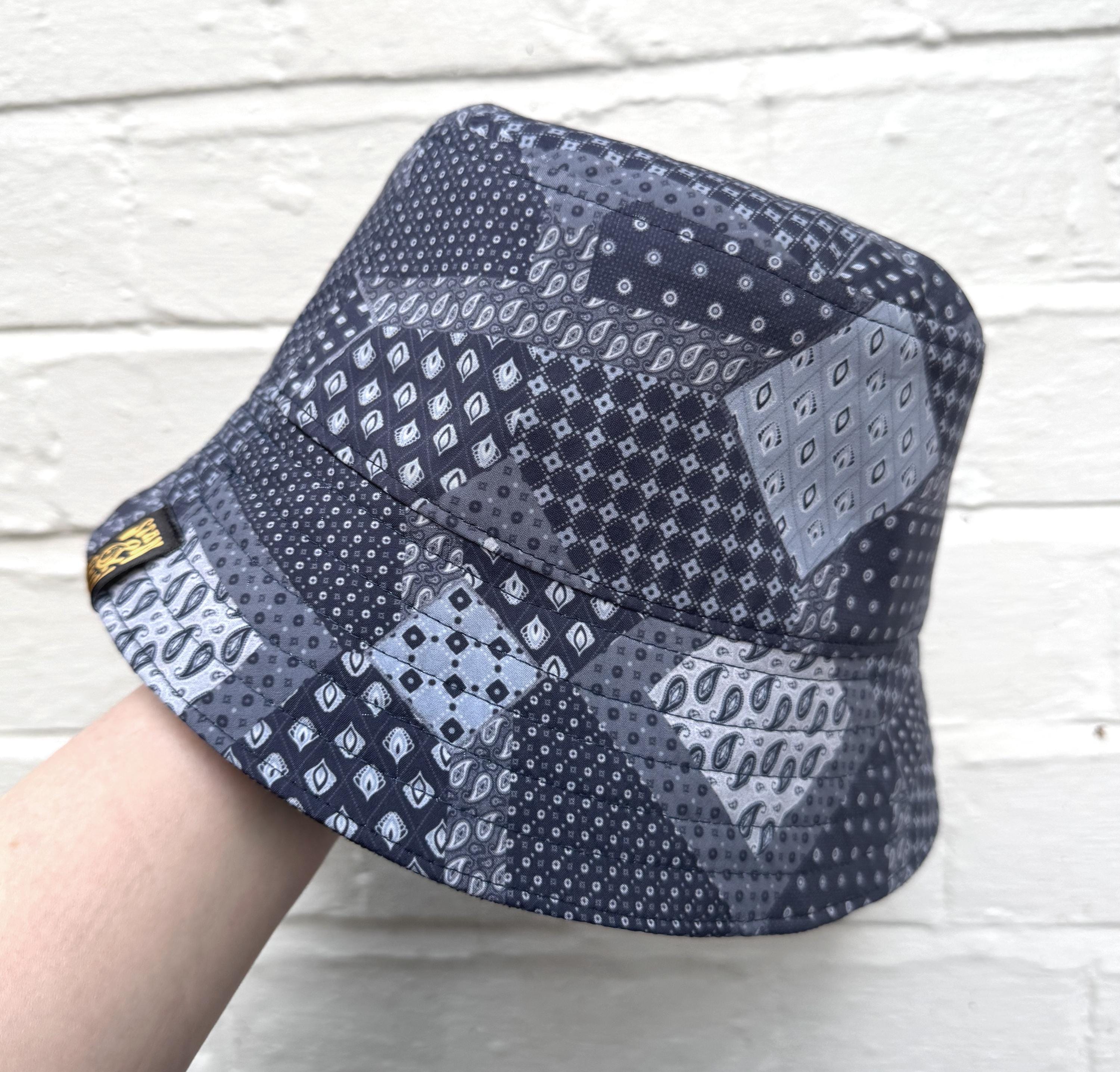 Reversible Patchwork Bucket Hat: Denim & Paisley Print - Etsy display picture 2