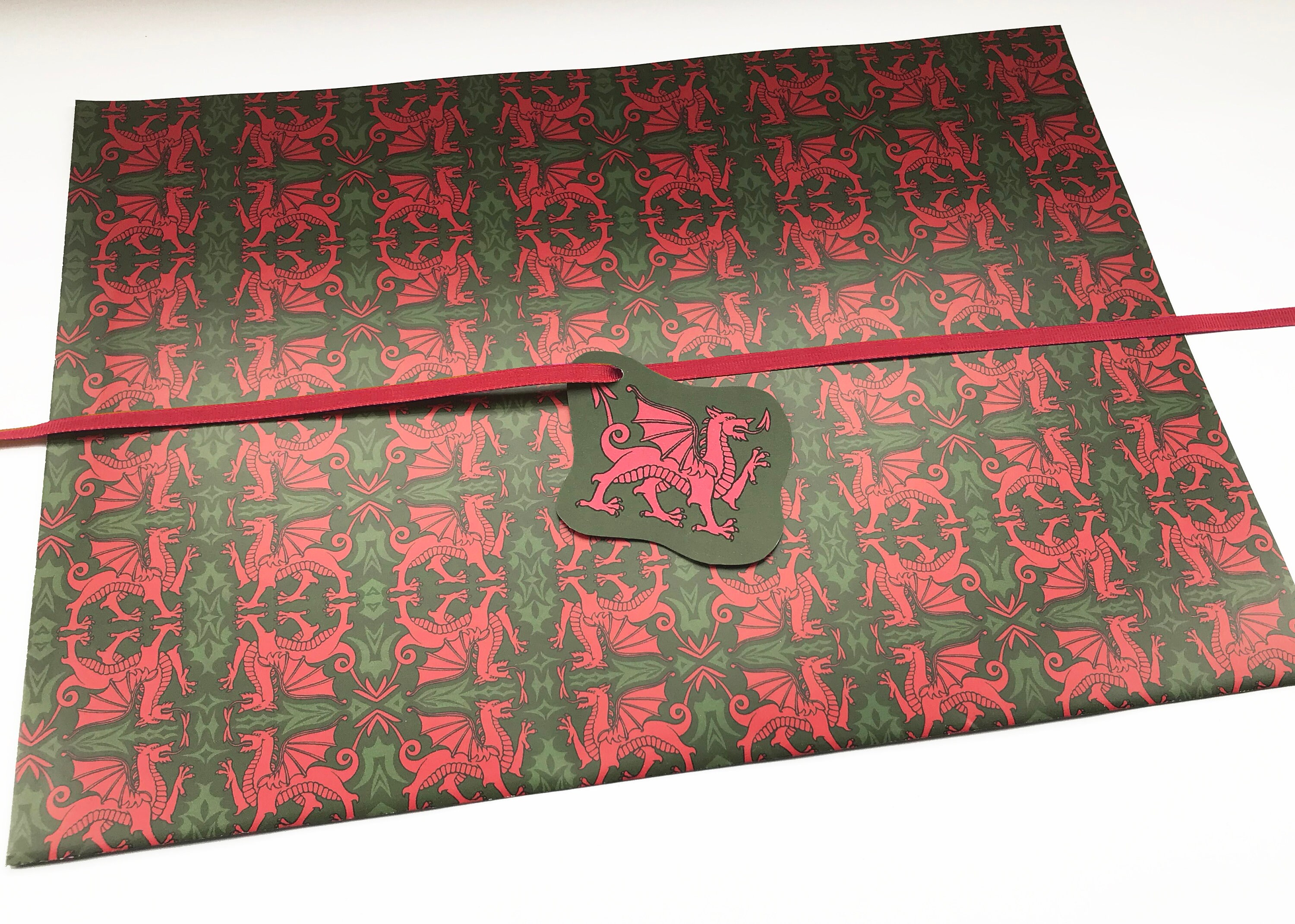 Wales Gift Wrap Welsh Red Dragon Wrapping Paper Welsh Dad | Etsy