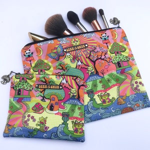 Luxury Makeup Bag, Oriental Fabric Purse, Cosmetics Bag Set, Coin Purse, Unique Girls Gift.
