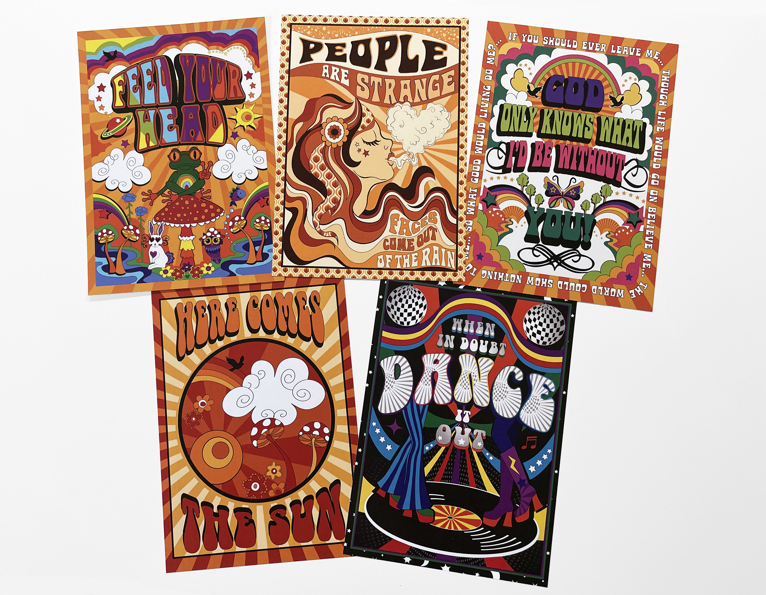 Retro Wall Art, Set of 3, Music Posters, Trippy Art, A4