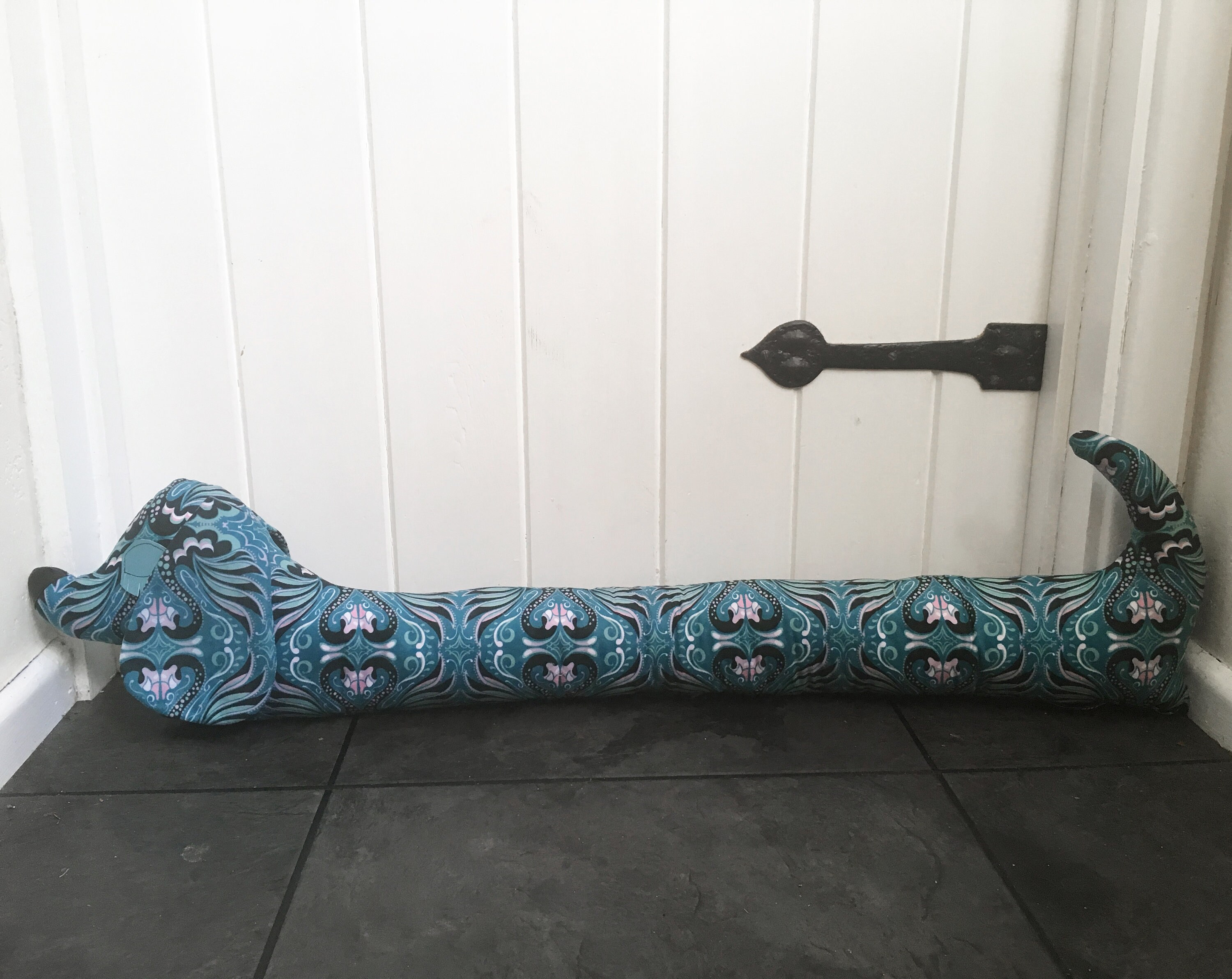 Sausage Dog Door Draught Excluder Teal Draft Stopper. Etsy