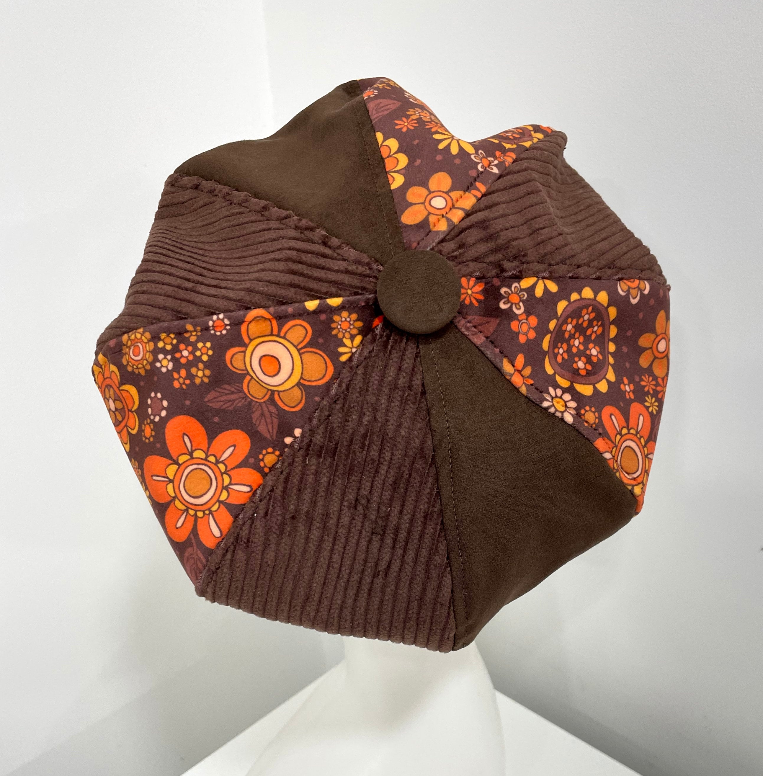 Handmade Floral Velvet Baker Boy Hat, Retro 70s Style - Etsy Israel