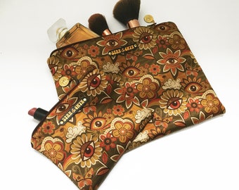 Vintage Style cosmetic purse, Boho Purse,  retro pattern Make Up bag