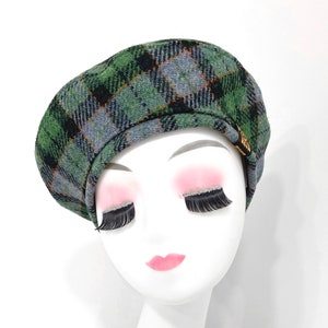 Scottish Tartan Hat, Harris Tweed Beret, Check Beret, Plaid Beret, Tam O' Shante.