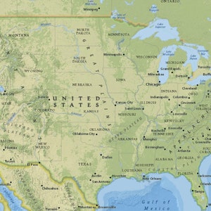 Topographic Map of the United States Map | America Map of The USA Printable, USA Map Printable Usa Map Wall Art | Usa Map With States