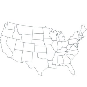 Map of The USA, Blank Map of North America, United States Outline Map, USA Map Printable, US States Quiz Map of Usa map art, Black and White