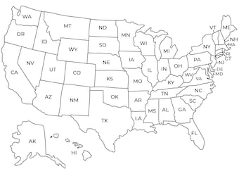 United States Map Labeled Printable | Learn the States | Map of The USA | Includes Blank Map