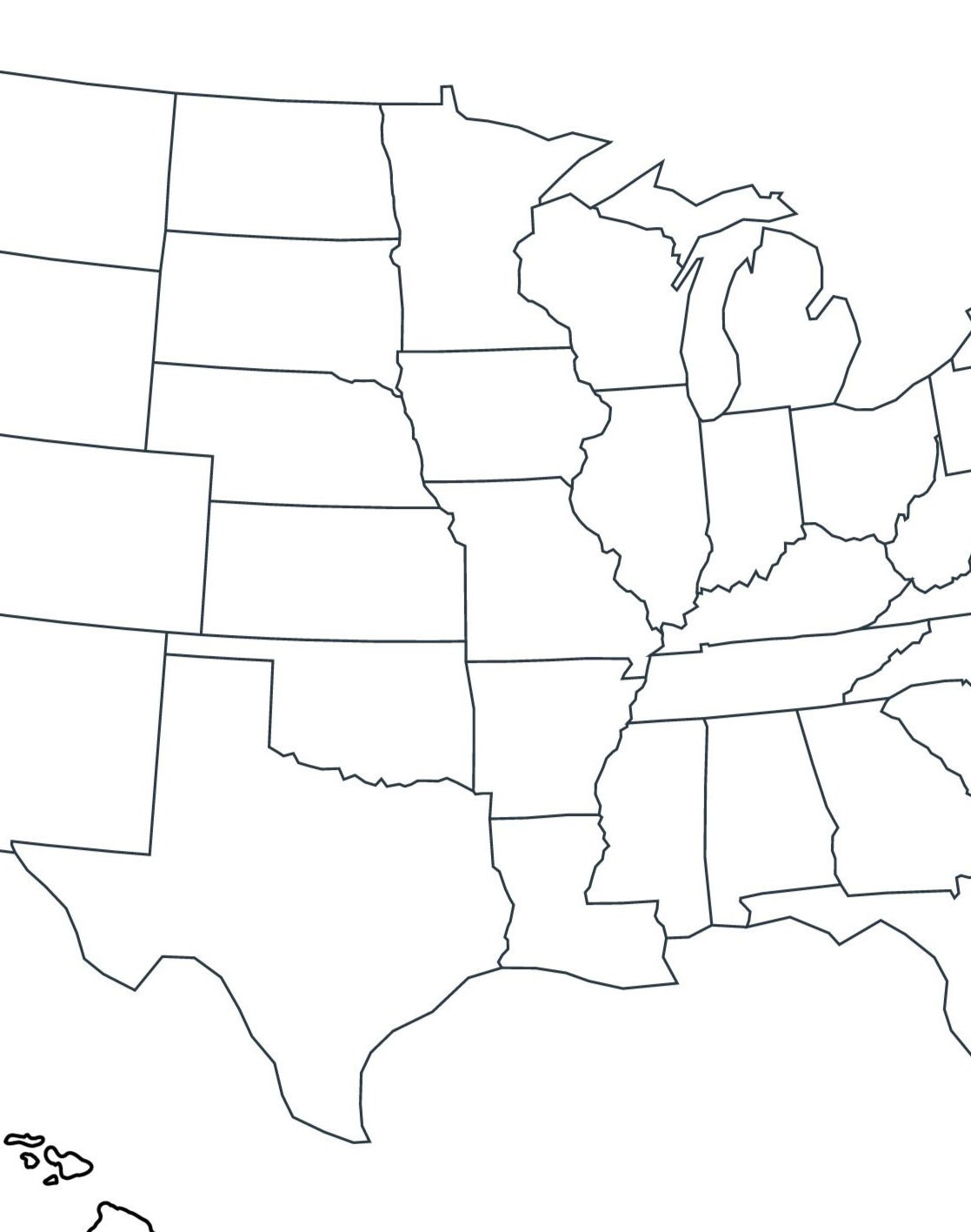 United States Blank Map | Unlabeled Map of USA Outline Printable - Etsy UK