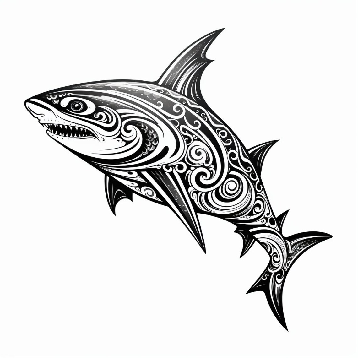 Shark Tattoo Simple Shark Tattoo Tattoo Flash Digital Download Shark ...