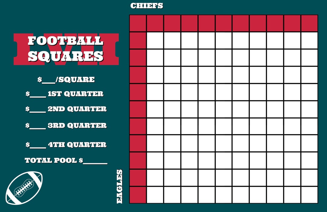 Super Bowl Pool Squares 2024 Super Bowl Squares Football Etsy UK