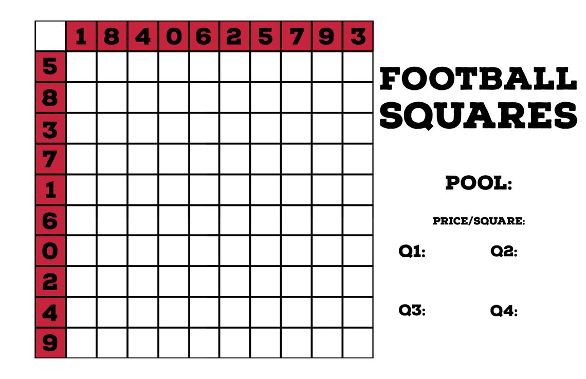 Super Bowl Squares Template Printable 2024 Super Bowl Pool Squares