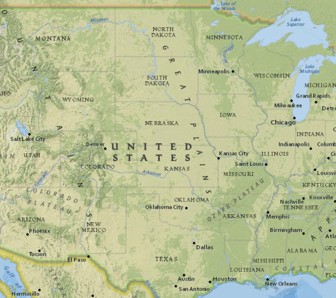 Topographic Map of the United States Map America Map of the USA