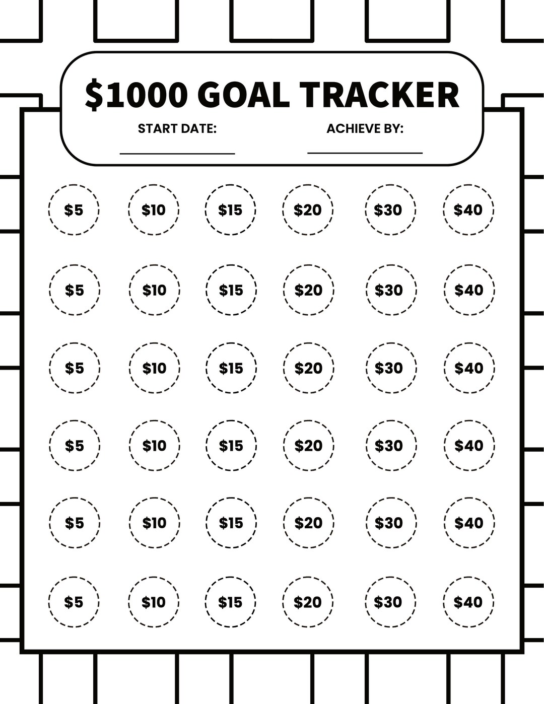 Bi-weekly Savings Challenge Printable 1000 Savings Challenge - Etsy