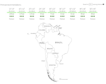 South America Map Countries Labeled Printable, Includes Blank South American Map, Political Borders