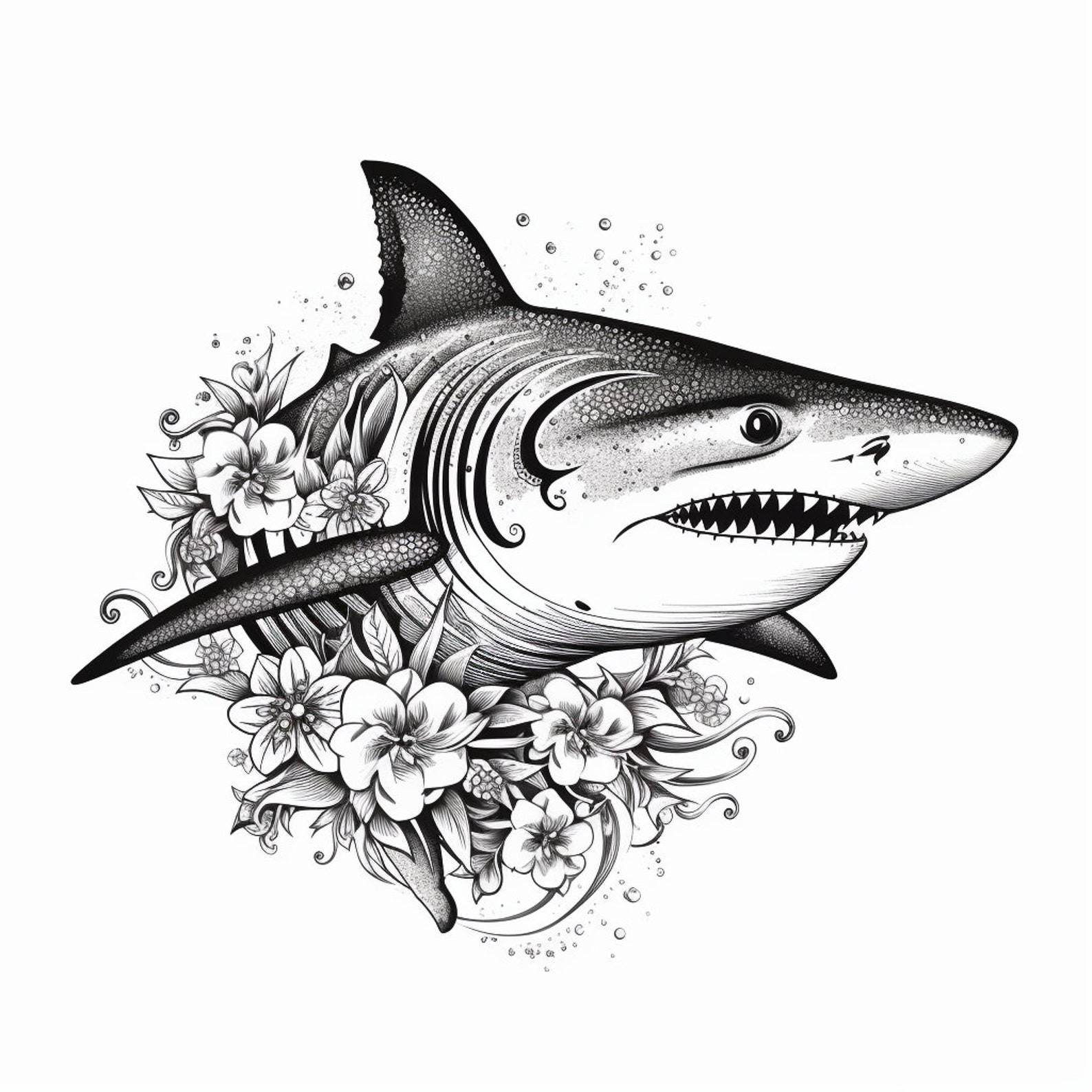 Shark Tattoo | Simple Shark Tattoo | Tattoo Flash Digital Download ...
