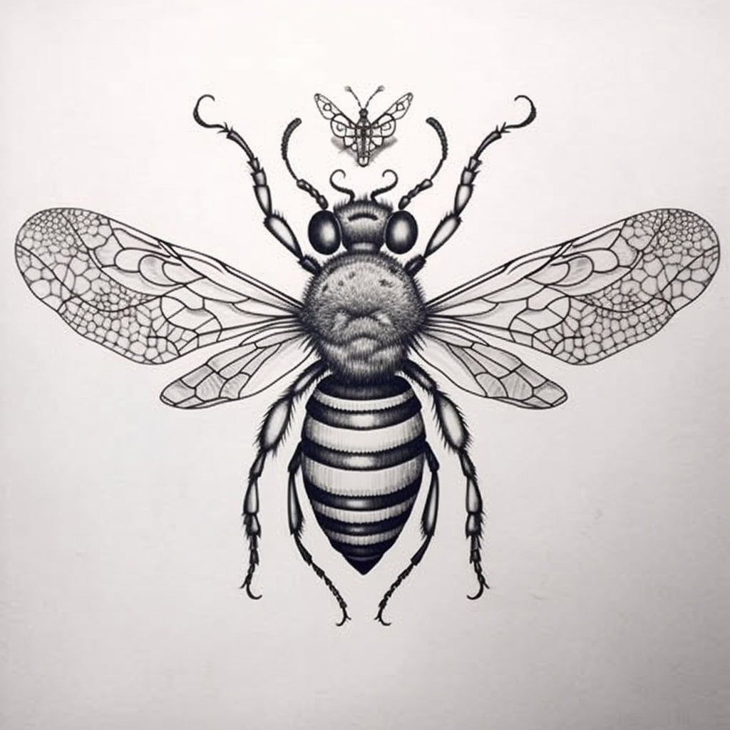 Bee Tattoo Tattoo Flash Digital Download Honey Bee, Realistic Bee ...