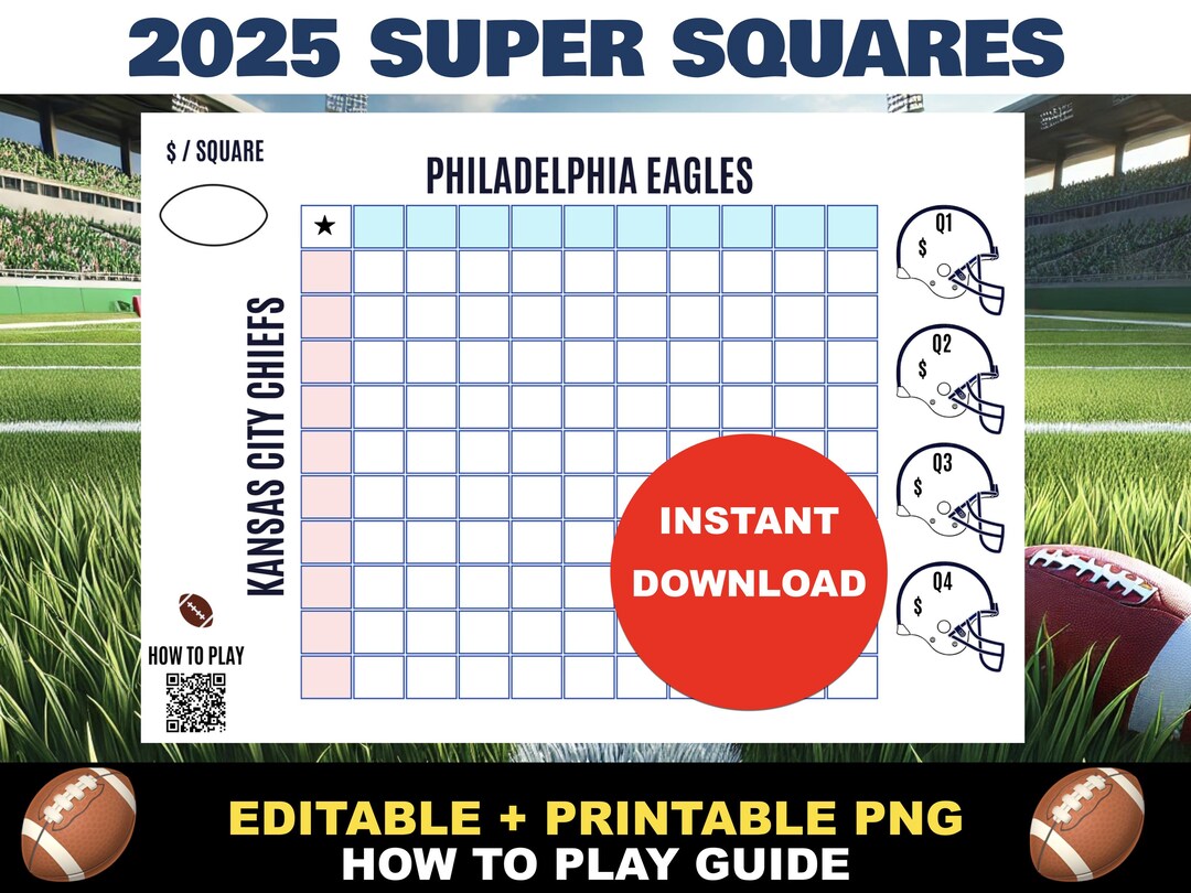 super-bowl-squares-template-printable-2026-pool-squares-football-squares-kansas-city-chiefs-philadelphia-eagles-grid-rules-etsy for Super Bowl 2025 Squares Printable Free Super Bowl Squares Template Printable | 2026 Pool Squares | Football Squares | Kansas City Chiefs & Philadelphia Eagles + Grid Rules - Etsy for Super Bowl 2025 Squares Printable Free