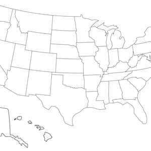 Umriss von Nordamerika Blank und weiß Karte von USA Quiz zum ausdrucken und drucken
