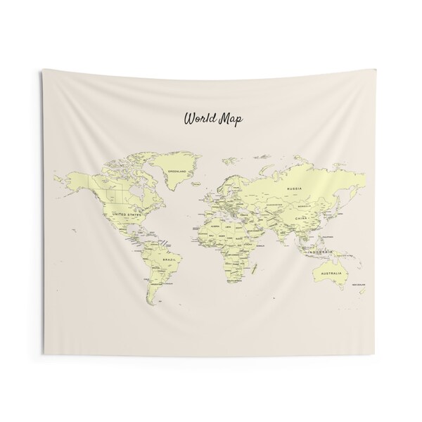World Map Tapestry Etsy