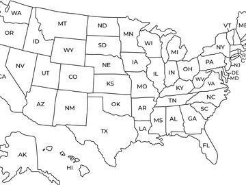 Map of the United States, 50 States Map of USA | USA Map Printable Digtial Download |  Usa map wall art | Usa map with states | Colored map