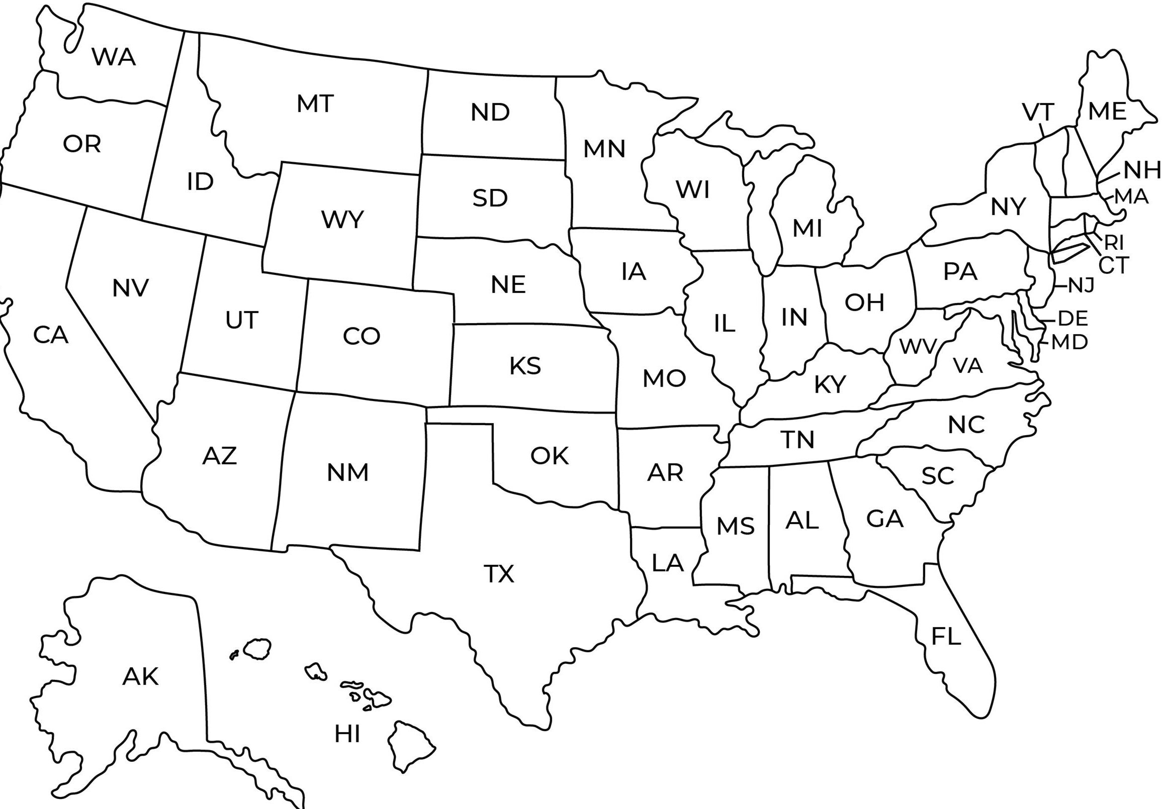 USA Map Printable Map Of The United States USA 50 States Map Of USA 