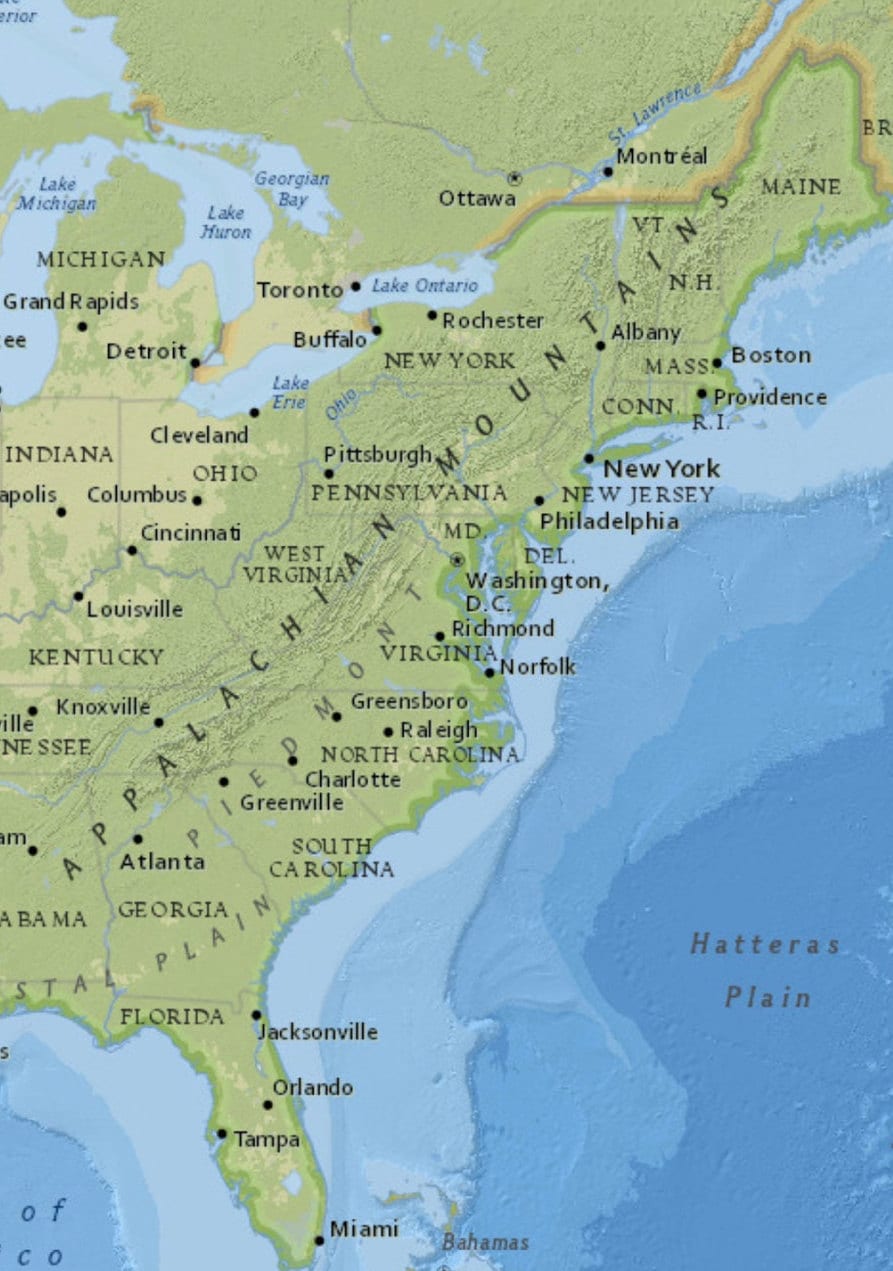 Topographic Map of the United States Map America Map of the USA ...