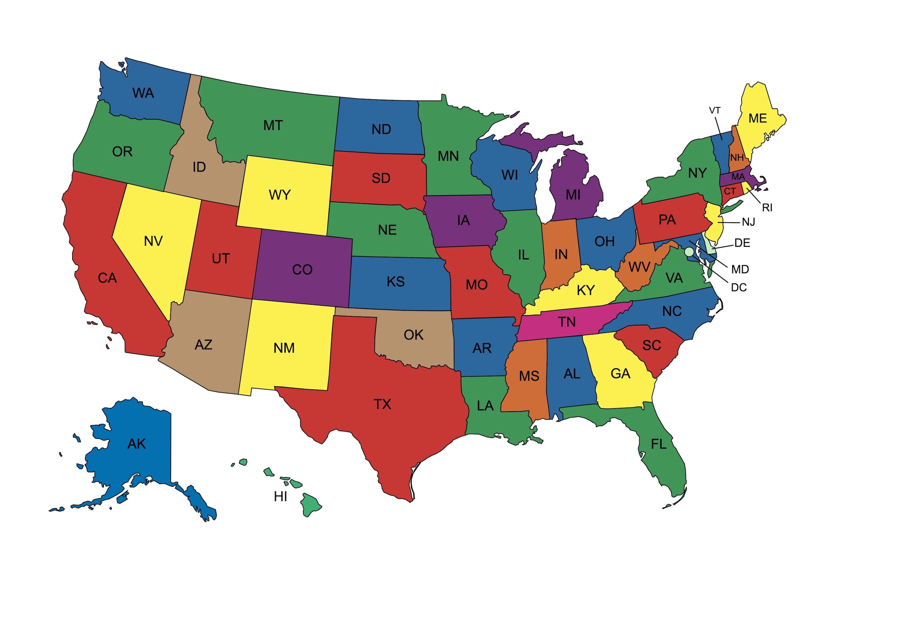 Map of the United States, 50 States Map of USA USA Map Printable Usa