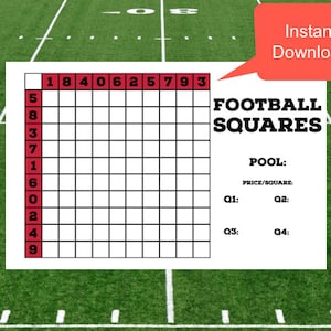 Super Bowl Squares for Small Groups Etsy