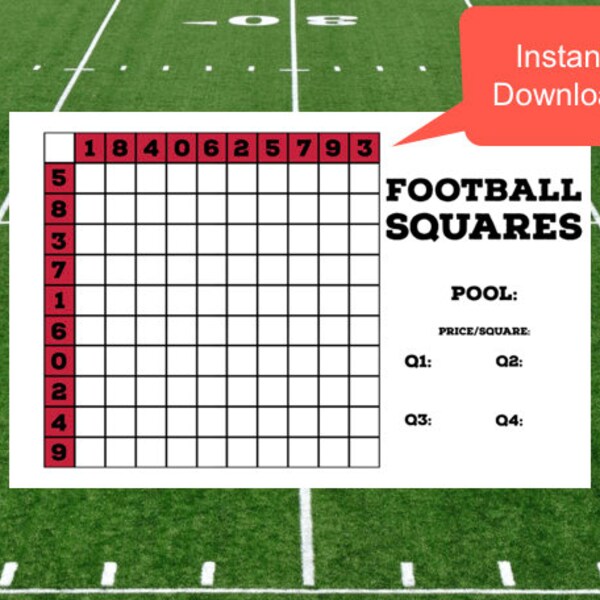 Free Football Squares Printable Etsy