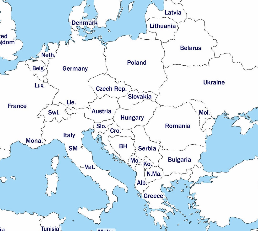 Digital Europe Map of European Countries Printable Download, Map of ...