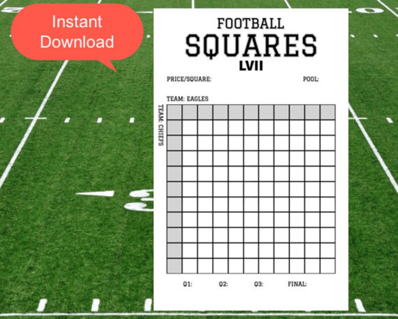 Super Bowl Squares Template Printable 2025 Super Bowl Pool Squares
