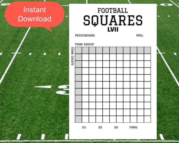 Super Bowl Squares Template Printable | 2026 Super Bowl Football Pool ...