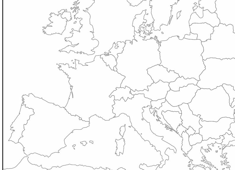 Digital Europe Map of European Countries Printable Download, Map of Eastern Europe, Map of Western Europe Stretch Mapping Countries image 4