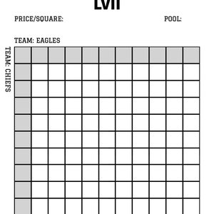 Super Bowl Squares Template Printable 2025 Pool Squares Football ...