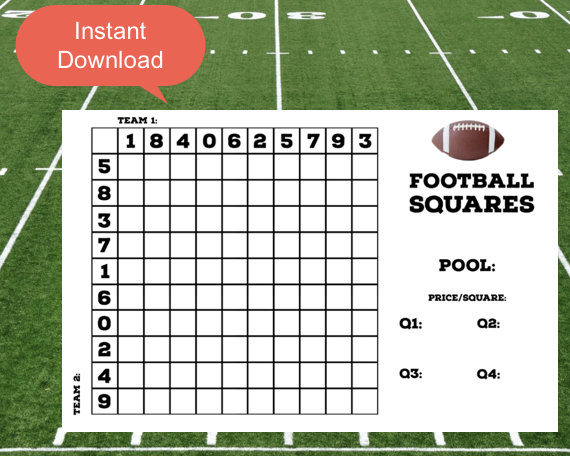 Super Bowl Squares Template Printable 2025 Pool Squares Football ...