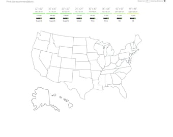 印刷可能なアメリカ合衆国地図 | 白黒のアメリカ合衆国ウォールアート