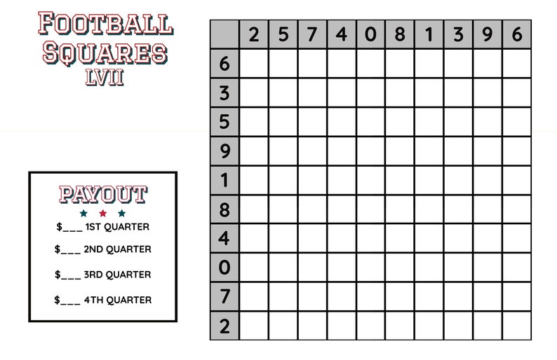 Super Bowl Squares Template Printable 2025 Super Bowl Football Pool Squares Kansas City